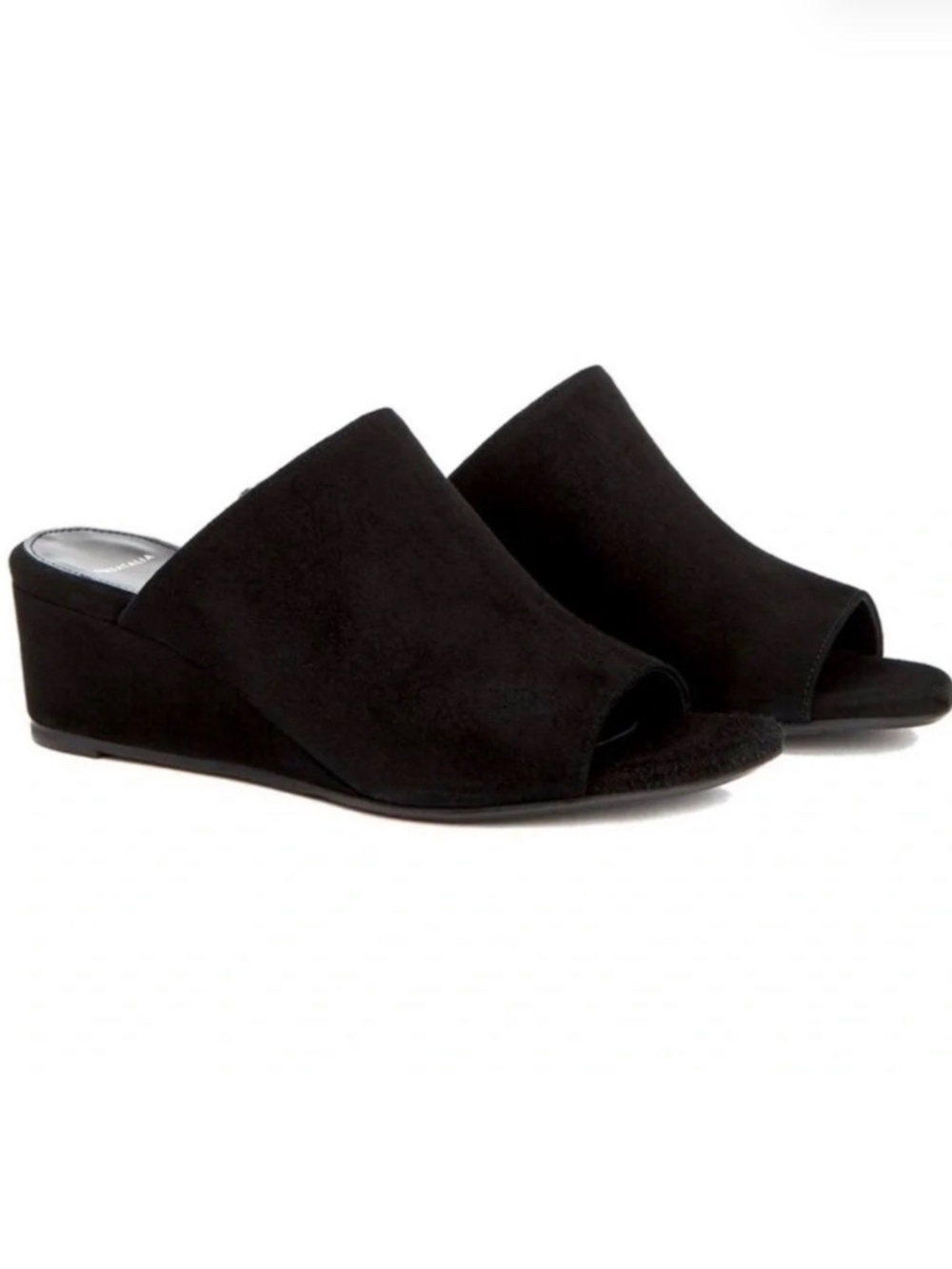 BRAZIL - M4D3 Clarah Black Suede Open toe Slip on Wedge Mule Sandals Boho Shoes